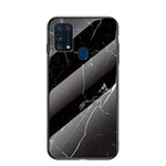 BeyondTop Marble Case for Samsung Galaxy M31 Marble Clear Tempered Glass Case Soft Silicone Phone Cover Compatible with Samsung Galaxy M31 (Black White)