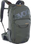 EVOC STAGE 12, backpack (adjustable shoulder straps with BRACE LINK, AIR FLOW CONTACT SYSTEM, with reservoir bag, tool bag and compression straps, One Size), Dark Olive