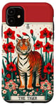 Coque pour iPhone 11 Illustration de carte de tarot rouge du tigre