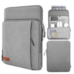 MoKo 9-11 Inch Tablet Sleeve Bag Carrying Case with Storage Pockets Fits iPad air 5 10.9" 2022, iPad Pro 11 2021/2020, iPad 9/8/7th Gen 10.2, iPad Air 4 10.9, Tab A 10.1, Tab S8 11", Light Gray