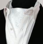 Mens Premium Cravat Scarf Neckwear White Floral Paisley Silk Blend Ascot Tie UK