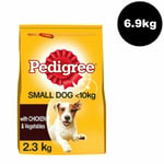 6.9kg Pedigree Small Dog Adult Complete Dry Dog Food Chicken & Veg (3 X 2.3kg)