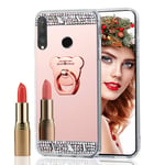 COTDINFORCA Mirror Makeup Case For Samsung Galaxy A20S Shell TPU Suitable for Girls Woman Slim Cover Bling Crystal Diamond Glitter Standing Case for Samsung Galaxy A20S Bear Ring Mirror Rose Gold.