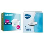 BRITA Pack de 4 cartouches filtrantes MAXTRA PRO All-in-1 - Nouveau MAXTRA + & Pack de 3 filtres Microdisc, pour bouteilles et gourdes filtrantes, réduit le chlore, le plomb et autres impuretés