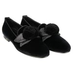 DOLCE & GABBANA Bow Velvet Ballet Flats Loafer YOUNG QUEEN Black 39 US 9 09360