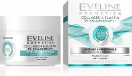 Eveline 3D Collagen Lift Intense Anti Wrinkle Day Night Cream Smoothes Skin 50ML