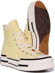 Converse A00740C Chuck 70 Plus Unisex Hi Top Trainers In Yellow Size UK 3 - 12