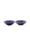 Signature Blue & White Fish Hand Painted Ceramic Set of 2 Pasta Bowls (Diam) 23cm