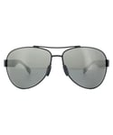 Hugo Boss Aviator Mens Blue Grey Silver Mirror Polarized Sunglasses Metal - One Size