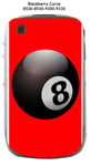 Coque BlackBerry Curve 8520 8530 9300 9330 design Boule de billard n° 8 porte bonheur Fond rouge