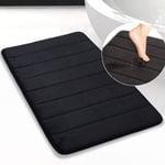Badrumsmatta i minnesskum, halkfri, absorberande, supermysig, sammetslen, supervattenabsorberande, tjock, svart Black 20 X 32 inch
