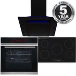 Black 13 Function True Fan Single Oven, 5 Zone Induction Hob & Angled Extractor