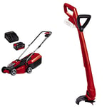 Einhell Power X-Change 18/30 Cordless Lawnmower And Strimmer Set - GE-CM 18/30 Li Battery Lawn Mower With Battery And Charger + GC-CT 18/24 P Li Grass Trimmer Set With 20 Replacement Blades