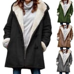 Women Winter Plush Solid Color Coat Black 5xl