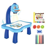 Blå - Skrivbordsset, bord, musikmålning, ritning, med mönstrat skjutgummi, lärlingsprojektion pedagogisk leksak
