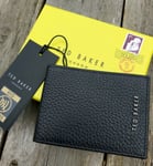 TED BAKER Black Leather CARD HOLDER RFID Cardholder Contrast Interior Box Ted40
