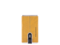 Piquadro, Blue Square, Leather, Card Holder, For Back And Credit Cards, Yellow, Unisex