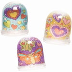 Baker Ross Heart Snow Globes-Box of 4, Kids Valentine's Day Colouring Activities (FC442), Assorted