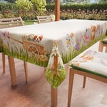 PETTI Artigiani Italiani - Nappe de Paques, Nappes Rectangulaire Anti Taches pour Pâques, Nappe de Table Rectangulaire 6 Places, 180x140 cm, Rabbit, 100% Made in Italy