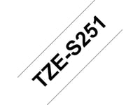 Brother Tze-S251 - Extrastark Häftning - Svart På Vitt - Rulle ( 2,4 Cm X 8 M) 1 Kassett(Er) Bandlaminat - För Brother Pt-D600  P-Touch Pt-3600, D800, E550, E800, P750, P900, P950  P-Touch Edge Pt-P750