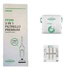 Vorwerk FP200 Folletto, 3 en 1 Filtre Premium, Un Paquet de 6 pièces, Blanc