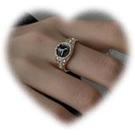Vintage klockring guld klocka knogring klocka öppen fingerring retro staplingsring justerbar handgjord ring smycken för kvinnor och flickor