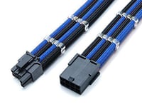 Shakmods 6+2 Pin PCIE GPU Graphics Card Sleeved Extension Cable 30cm + 2 Cable Combs (Dark Blue & Black)