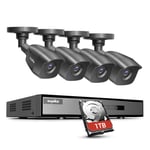 SANNCE 8 Channel 1080P Outdoor CCTV Camera System, 4pcs 1080P Weatherproof Home Security Camera, Motion Detection, Email &APP Alert, P2P, 1080P Live Viewing CCTV Kits w/ 1TB Hard Drive Include