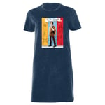 Napoleon Dynamite Poster Women's T-Shirt Dress - Navy Acid Wash - XXL - Navy Acid Wash