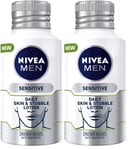 NIVEA MEN Skin & Stubble Face Moisturiser for Sensitive Skin 125ml - Pack of 2