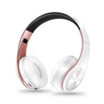 YUHUANG Bluetooth Headphones Over-Ear Wireless Headset Hi-Fi Stereo Earphones Bluetooth Headphone Music Headset FM And Support SD Card With Mic For Cell Phones/Laptop/PC (Color : White Rose Gold)