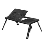 Lopbinte Multi-Function Laptop Computer Table, Stand-Up Folding Computer Table, Laptop Tray Support on USB Cooling Bed(Black)