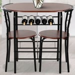 Small Table and 2 Chairs Rustic Metal Compact Breakfast Dining Furniture Bar Set