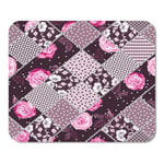 Mousepad Computer Notepad Office Abstract Patchwork Pattern Floral Ornaments Flowers Dots Plants Home School Game Player Computer Worker Inch
