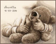 Vervaco Counted Cross Stitch Kit Teddy Bear, Cotton, Multicoloured, 25 x 20 x 0,3 cm
