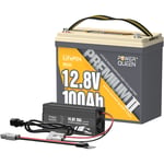 Batterie LiFePO4 Lithium 12V 100Ah Mini + 14,6V 20A Chargeur de Batterie au Lithium Power Queen (Expédition en Deux Colis）