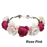 Red Rose Bridal Garland Flowers Hair Band Wedding Party Pink
