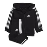 adidas Unisex Baby Essentials Full-Zip Hooded Jogger Set, 3-6 Months Black/White
