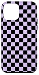 Coque pour iPhone 12 mini Mini damier violet pastel et noir