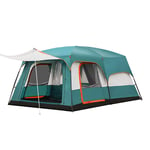 Nuokix Camping Tent, Outdoor two bedroom one hall large space tent 3-4 people home sun rain 8-10 people camping tent canopy (Color : ORANGE)