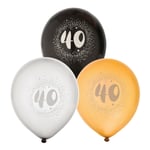 Ballonger Svart/Sølv/Gull 40 - 6-pakning