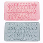 2 Pcs Silicone Letters Numbers Mold, Happy Birthday Symbols Alphabet Chocolate Mould, Candy Biscuit Gummy Making Tray for Cake Dessert Decoration ¡"