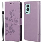 OnePlus Nord 2 5G Mobilfodral med fjärilar, Lila