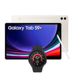 Samsung Galaxy Tab S9+ WiFi Android Tablet, 256GBStorage, Beige, 3 Year Extended Warranty with a Samsung Galaxy Watch5 Pro, Bluetooth, 45mm, Black (UK Version)