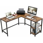 Acaza - Bureau d'Angle, Table Informatique en Forme de l, Table d'étude, avec étagère de Rangement, pour Bureau à Domicile, Montage Facile, Style