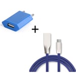 Pack Chargeur Type C pour JBL FLIP 5 (Cable Fast Charge + Prise Secteur Couleur USB) Android - BLEU