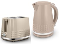 Tower Solitaire Latte 1.5L 3KW Jug Kettle & 2 Slice Toaster Matching Beige Set