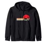 Vintage Sunset Black Cat Funny Peek a Boo Zip Hoodie