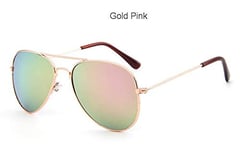 Aviation sunglasses For Boy And Girl Pilot Sun Glasses Children Sunglasses Kids Sunglasses Eyewear UV400 (Lenses Color : C3 Gold Pink)