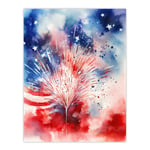 The Stars And Stripes Salute Abstract Watercolour 4th July Independence Day USA Fireworks Unframed Wall Art Print Poster Home Decor Premium